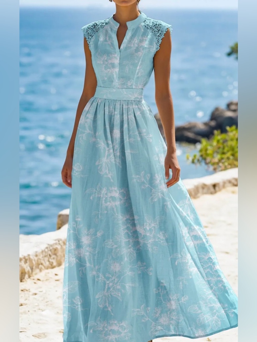Blue Floral Maxi Dress #164 - Picture 2 of 9